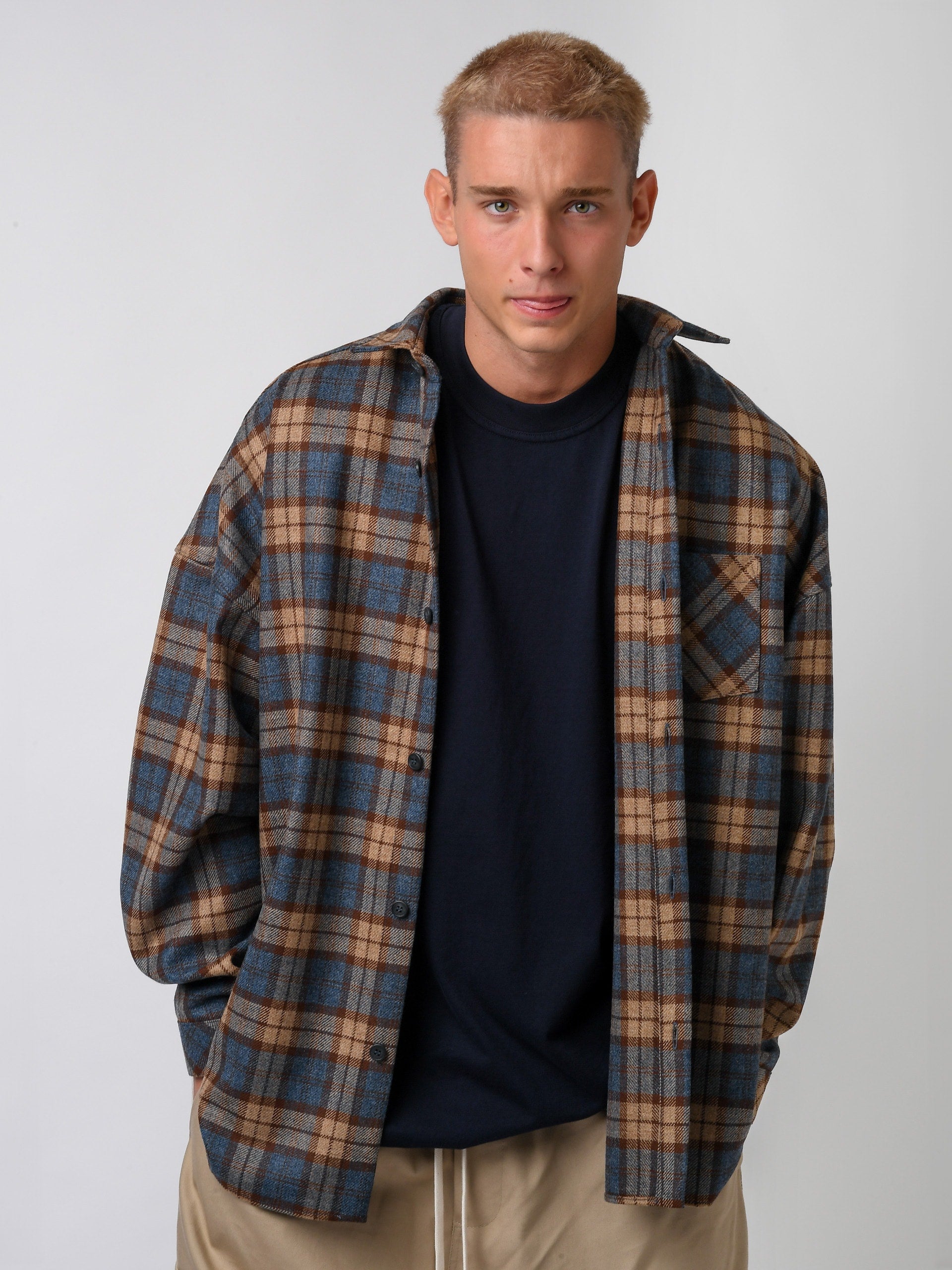 Camicia a quadri blu/marrone