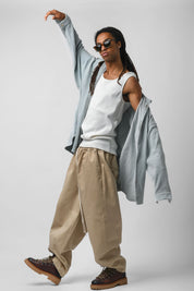 Pantalone balloon beige