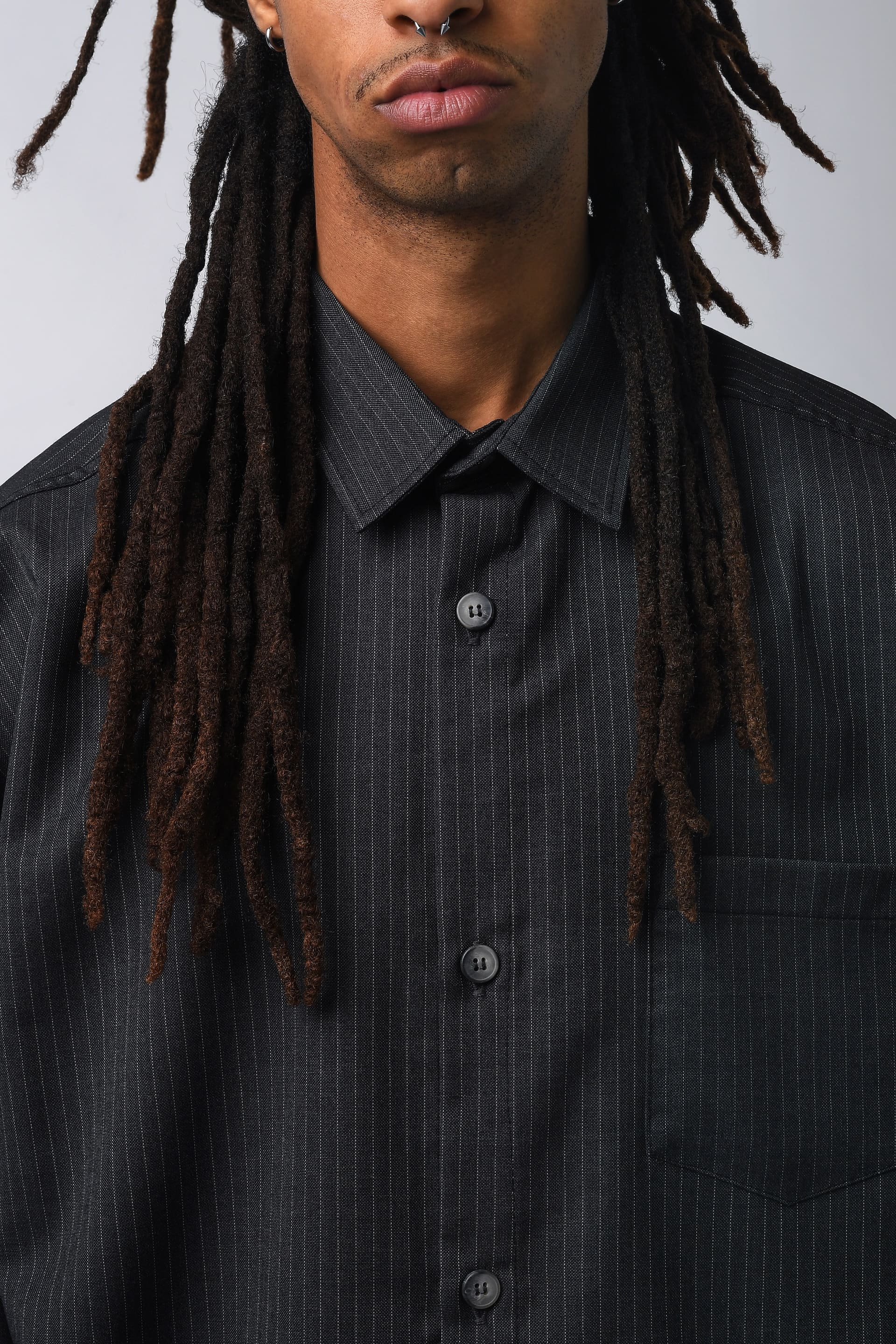 Camicia gessato grigio scuro