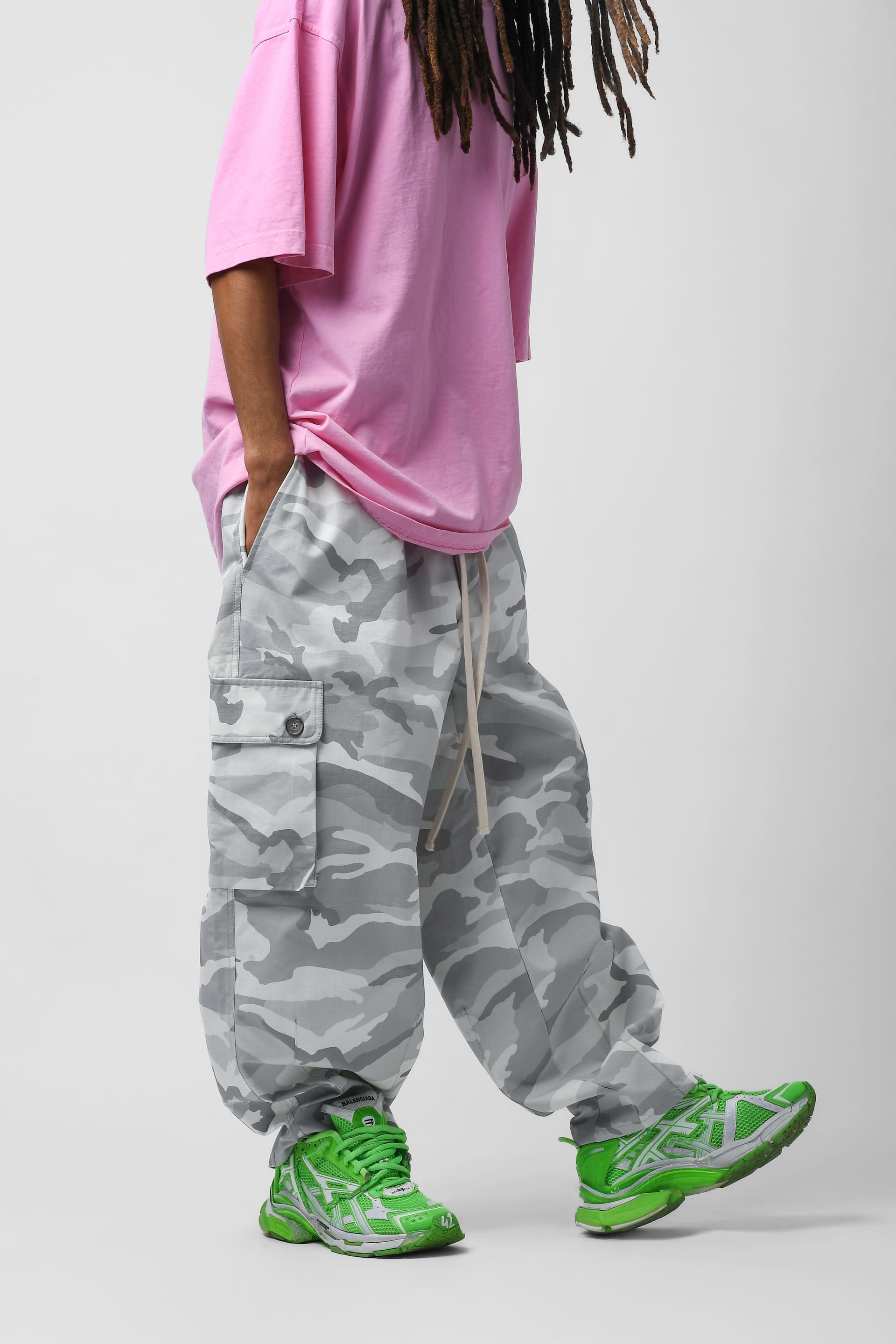Pantalone cargo balloon camouflage