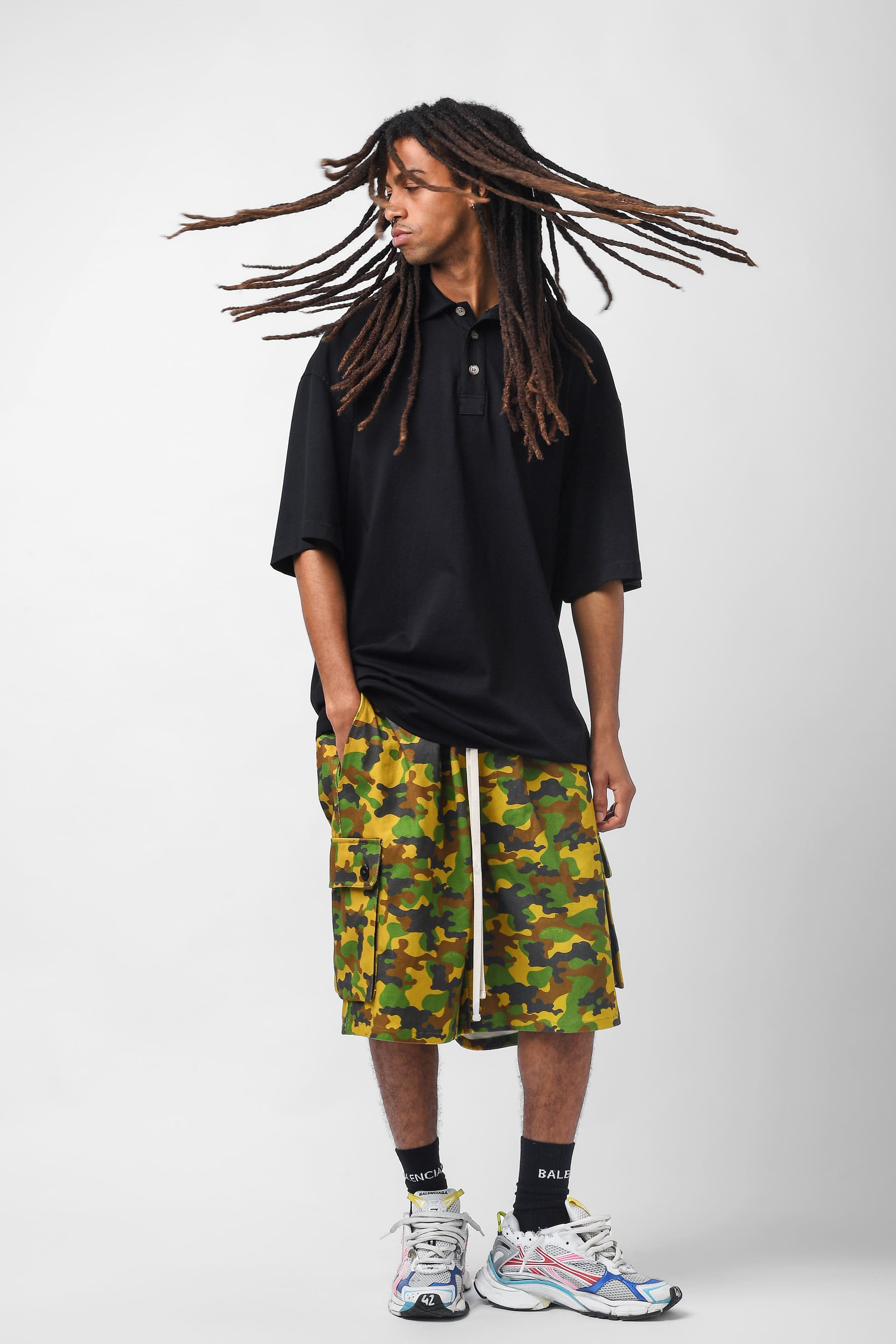 Bermuda cargo camouflage verde/giallo